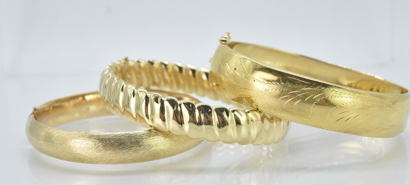 3 Gold Bangle Bracelet, 1 18K, 2 14K (1 of 7)