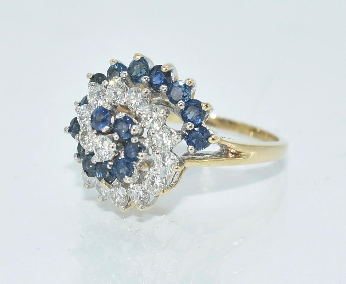 14K Gold 1.0 ct Diamond and Sapphire Spiral Design Ring, Size 5 (1 of 5)