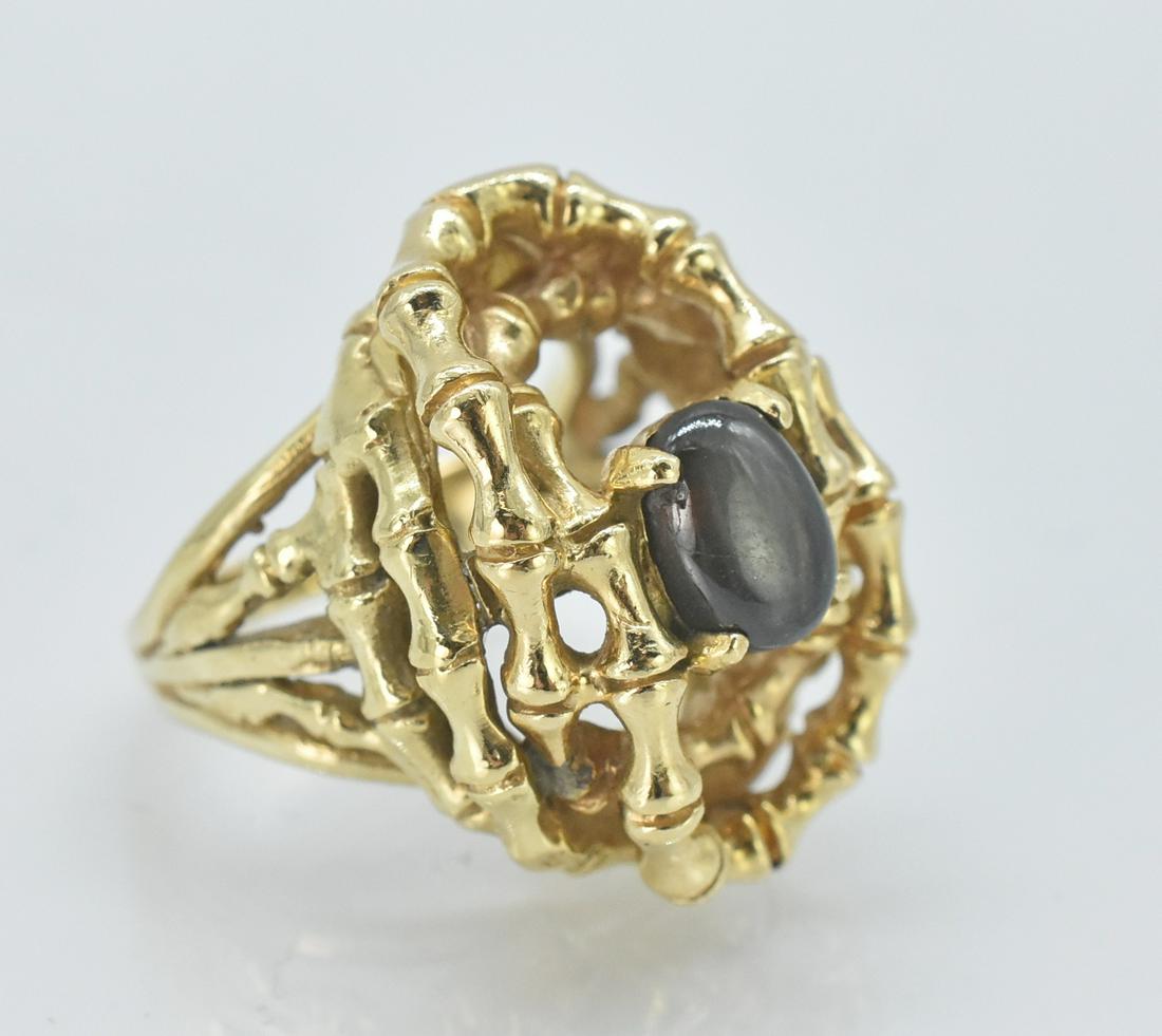 18K Gold & Black Sapphire Ring, Size 7 (1 of 4)