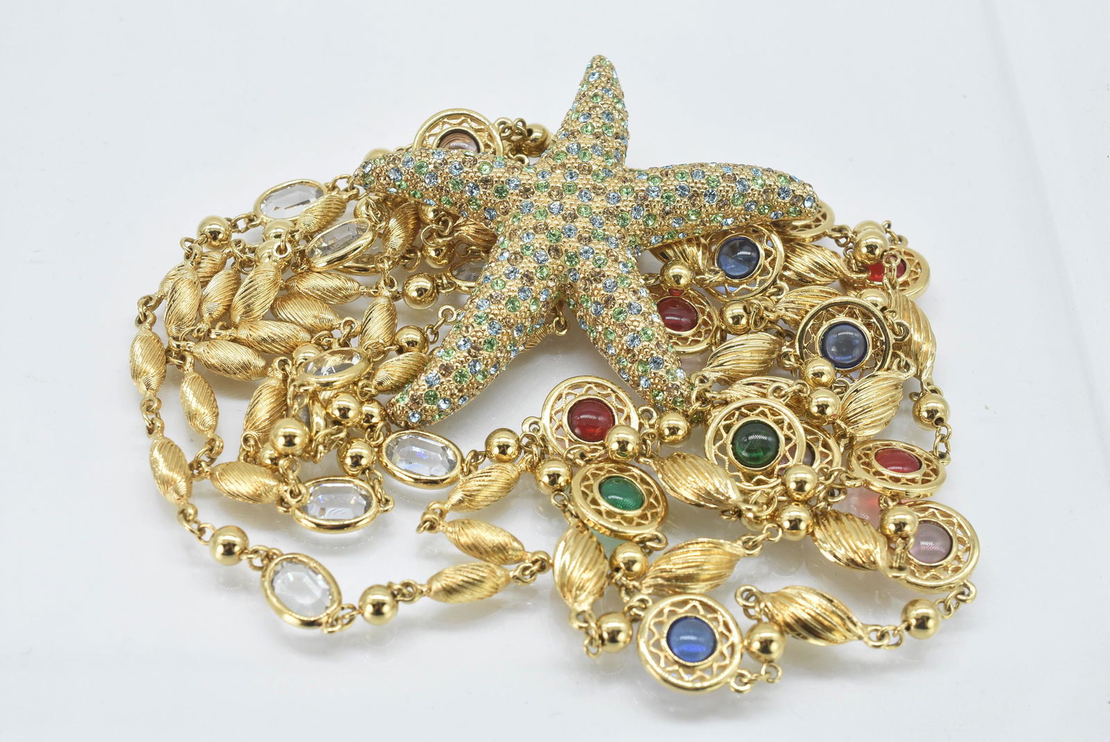 Ciner Crystal Starfish Brooch with 2 Costume Necklaces (1 of 7)
