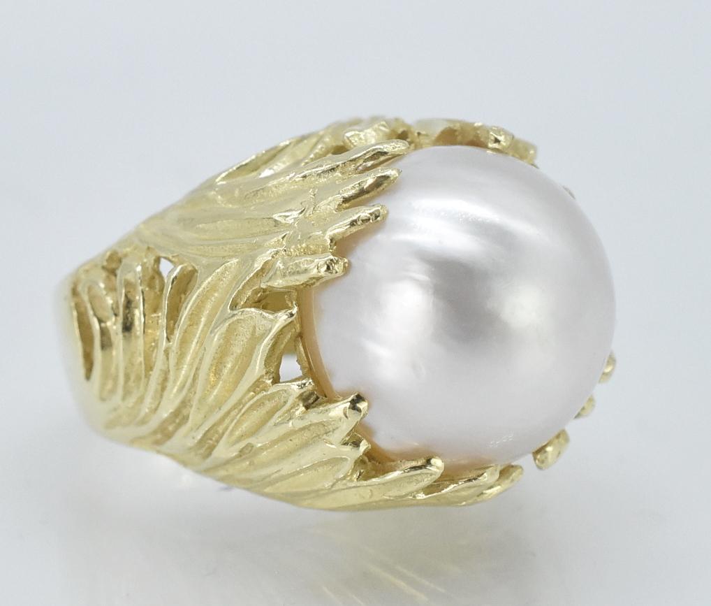 18K Yellow Gold and Mabe Pearl Artisan Ring (1 of 4)
