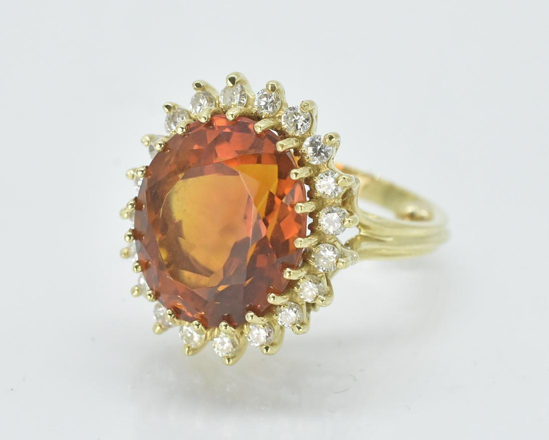 10 CT Citrine and .73 CT Diamond Ring, 18K Gold (1 of 4)