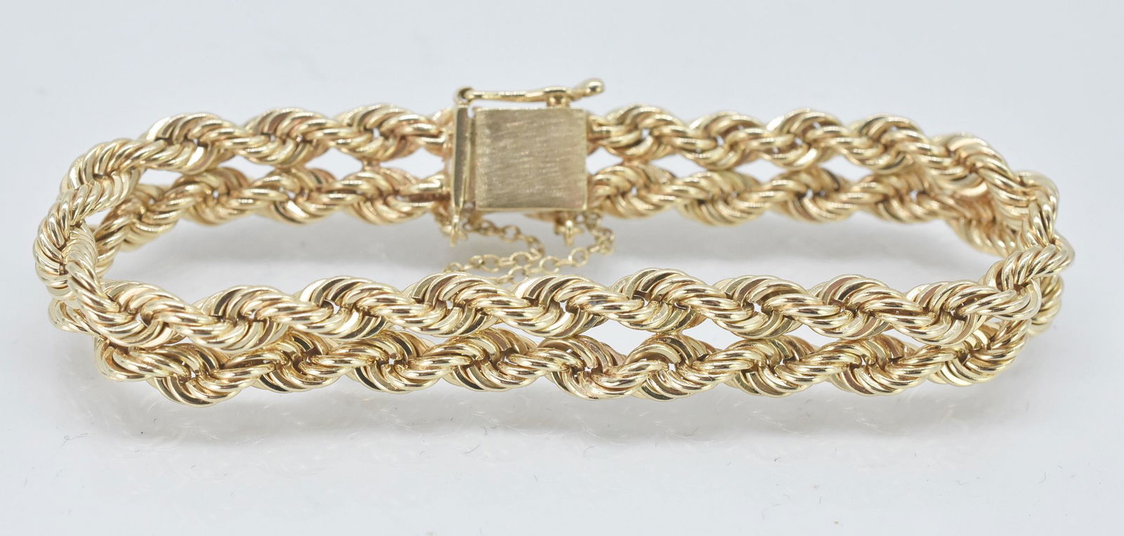 14K Gold Bracelet, Double Twisted Rope Mirror Design (1 of 3)