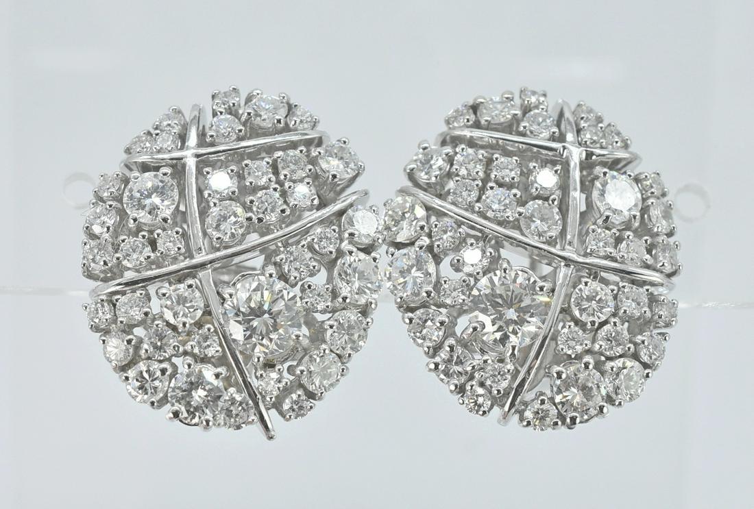 14K White Gold Diamond Earrings, 3.60 Ct, Pierced (1 of 3)