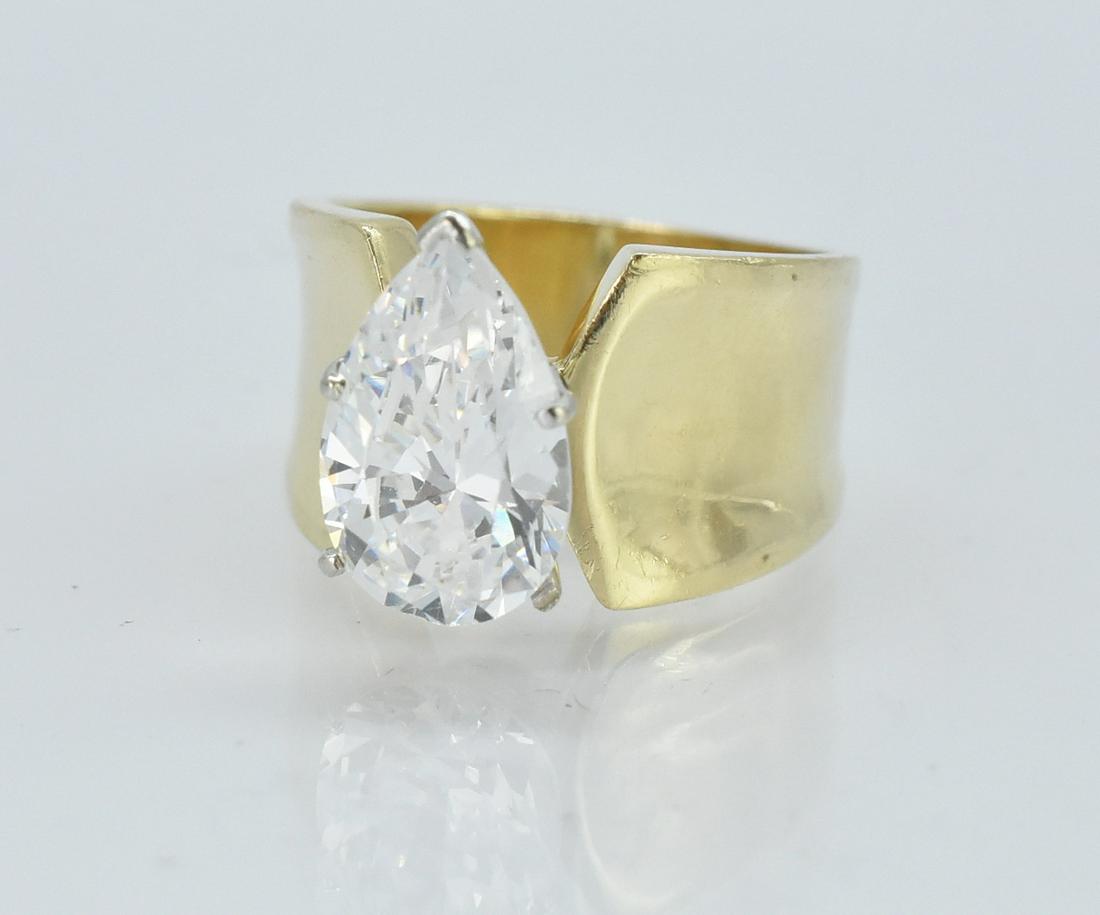 14K Gold. Pear Shaped CIRO CZ Ring, Size 6 (1 of 4)