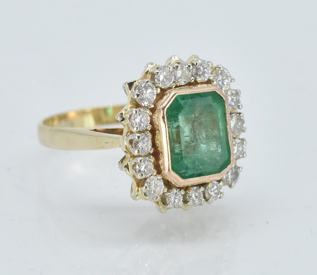 Ladies 18K Emerald Cut Emerald Ring with .75 ct Diamonds (1 of 3)