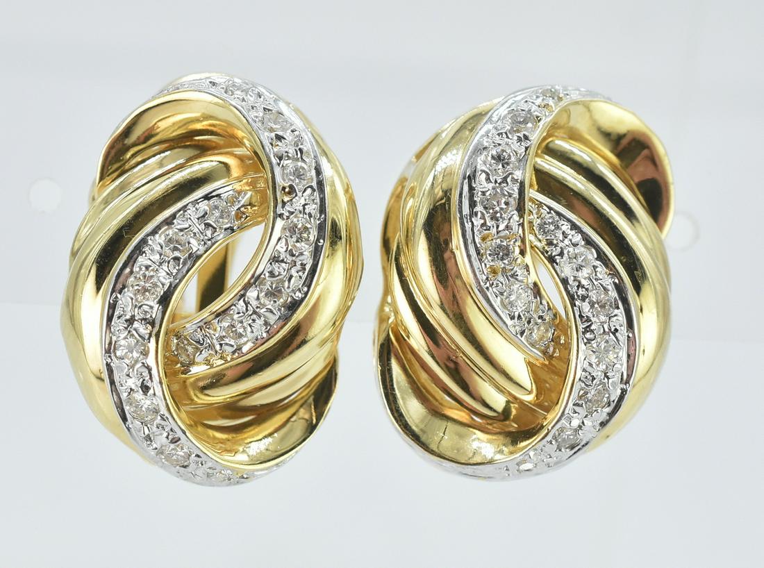 14K Gold and 1.5 CT Diamond Knot Pierced Earrings (1 of 3)