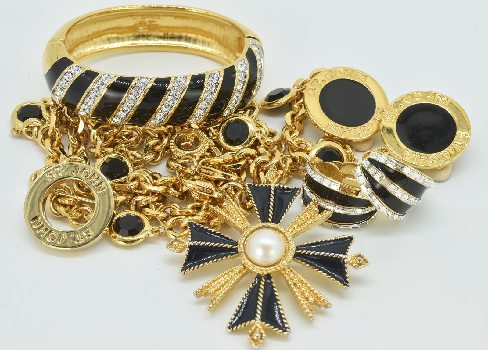 St. John Costume Jewelry, Necklace, Brooch, Bracelet and 2 pairs of Earrings (1 of 4)