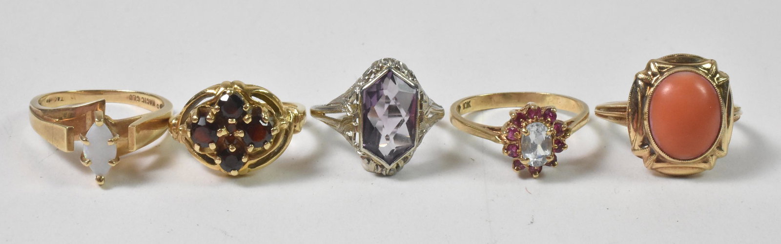 5 - 10K Ladies Rings, Opal and Garnet (1 of 5)