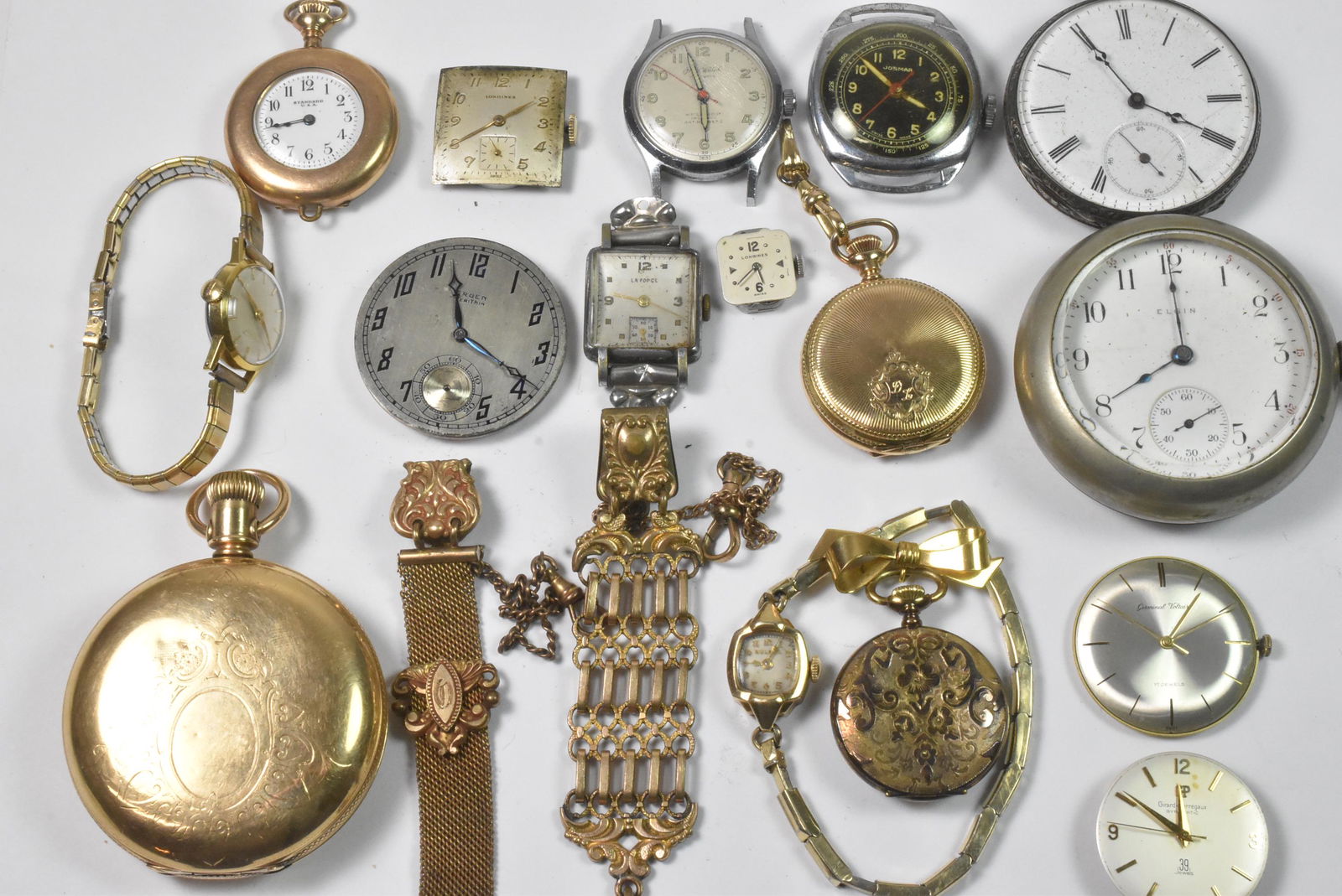 Watch Group, Key Wind Chronometer and Rockford: Watch Group, Key wind Chronometer, silver cased Swiss Watch, hairline fancy, not running, 46mm case, engraved back. Key wind Rockford Watch Co. 92262 G.F. Case- running condition, size 18 H.C. Ladies