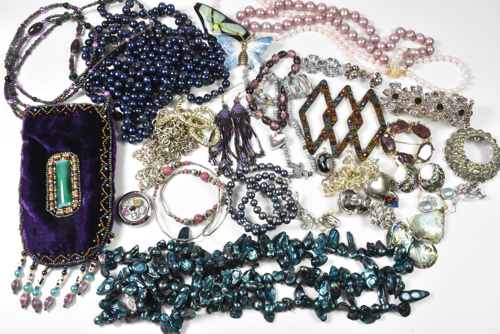 Jewel Tone Group of Purple, Blue and Teal Costume Jewelry (1 of 5)