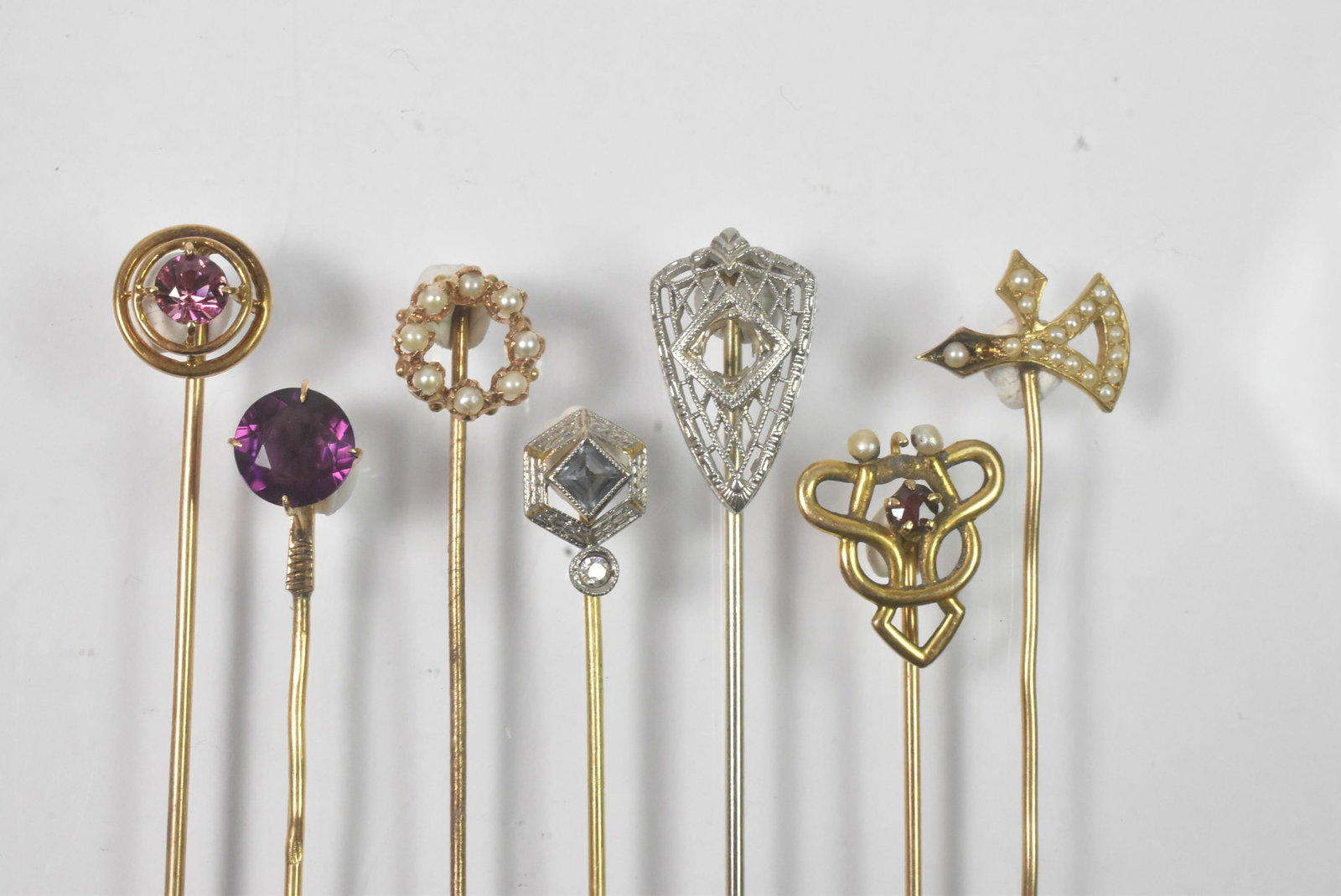 7 Antique 10k And 14k Stick Pins (1 of 4)