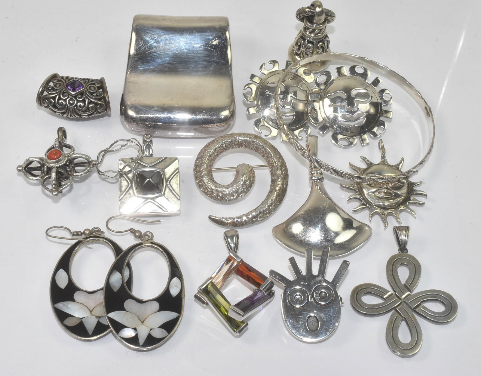 Sterling Silver Group Earrings, Ring, Bracelet (1 of 5)