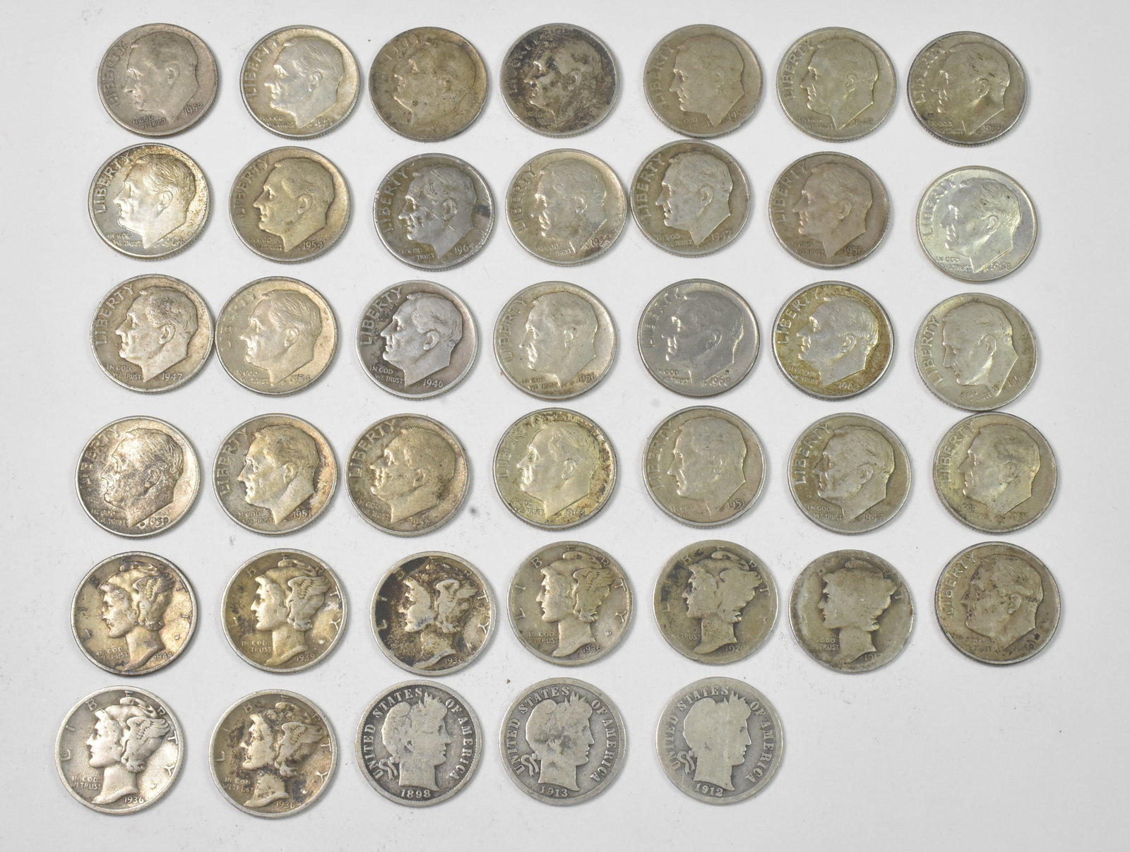 40 Barber Mercury Roosevelt Dimes (1 of 10)