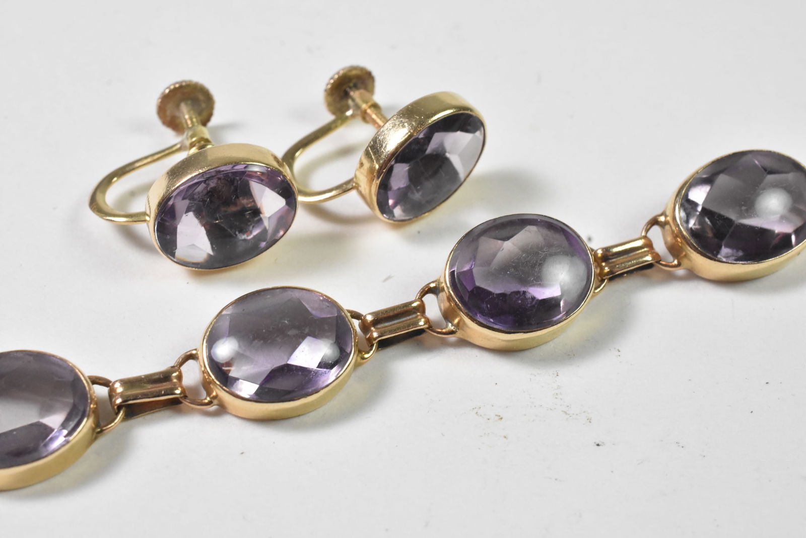 14k Amethyst Bracelet and Earrings (1 of 2)