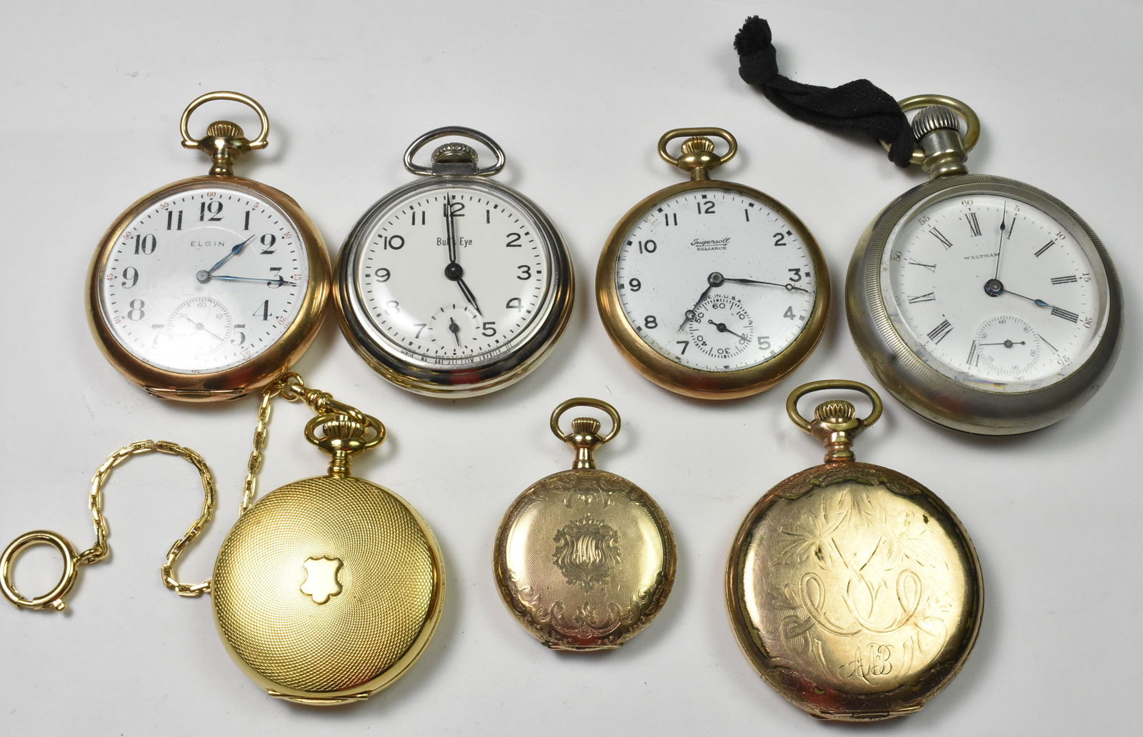 Antique And Vintage Lot 4 Pocket Watches Incl Elgin Knickerbocker Ingersoll Day date Jubilee