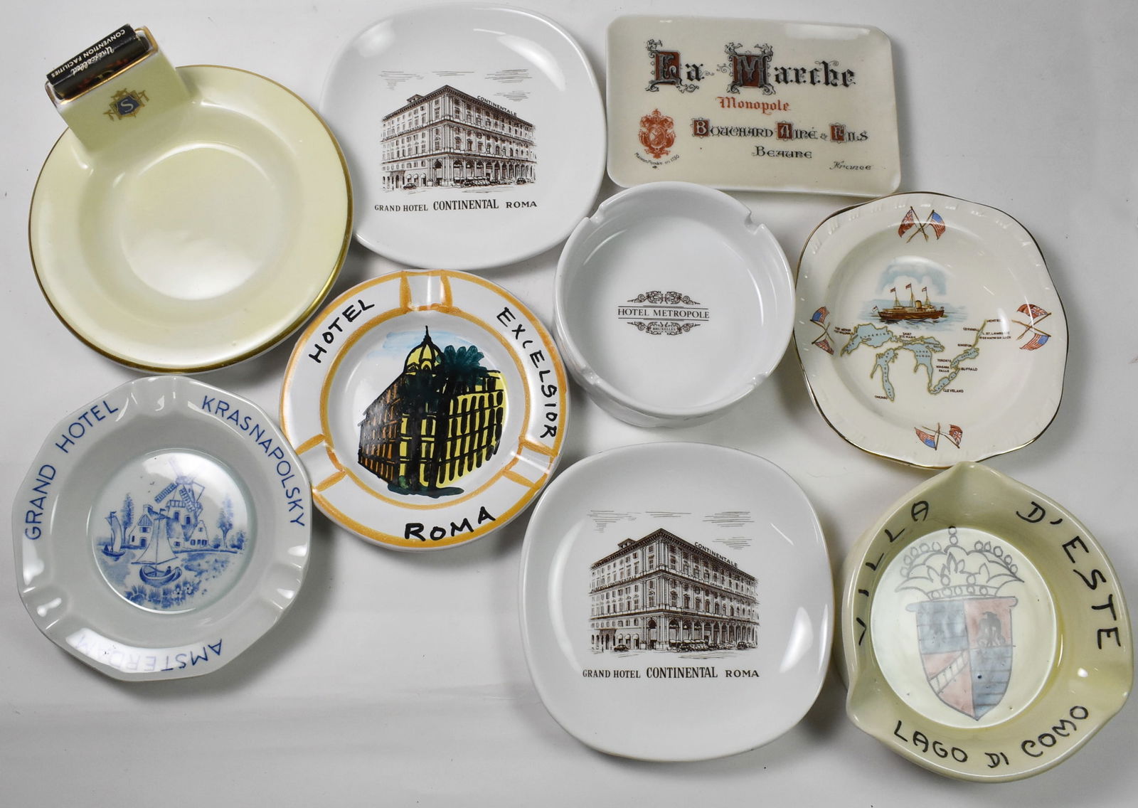 Lot of Travel Ash Trays and Tip Trays, Italy, Belgium, Netherlands (1 of 2)