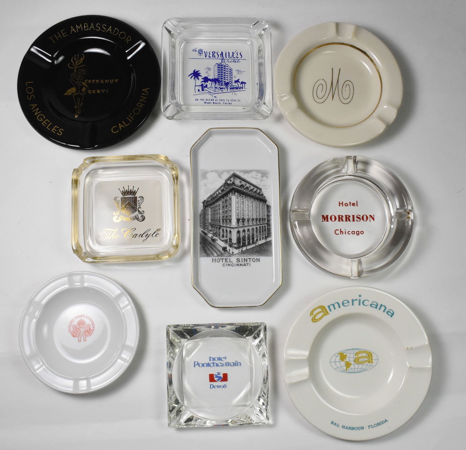 Lot of Travel Ash Trays and Tip Trays, USA, Netherlands (1 of 2)