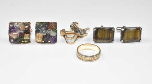 DPB Stirrup Cuflinks, Stone Cufflinks and GF Ring