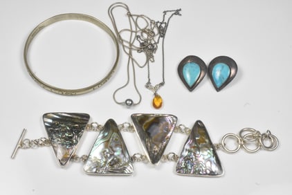 Sterling Jewelry Group with Bracelets, Necklaces and Earrings