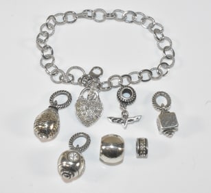 Sterling Charm Bracelet and Charms