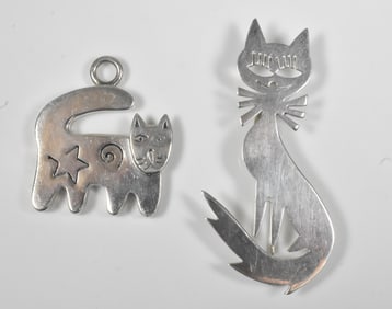 Sterling Cat Pin and Pendant