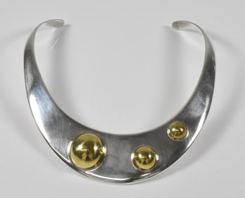 Sterling Collar Necklace with Brass Accents