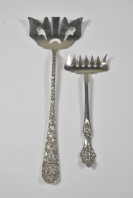 Stieff Rose and Manchester Daffodil Sterling Serving Forks