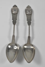 Duhme Medallion Coin Silver Twisted Handle Spoons