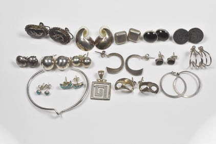 Sterling Jewelry Group with Earrings and Bracelet