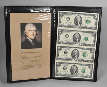Sheet of 4 Uncut Two Dollar Bills