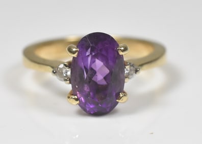 14k Yellow Gold Amethyst Ring