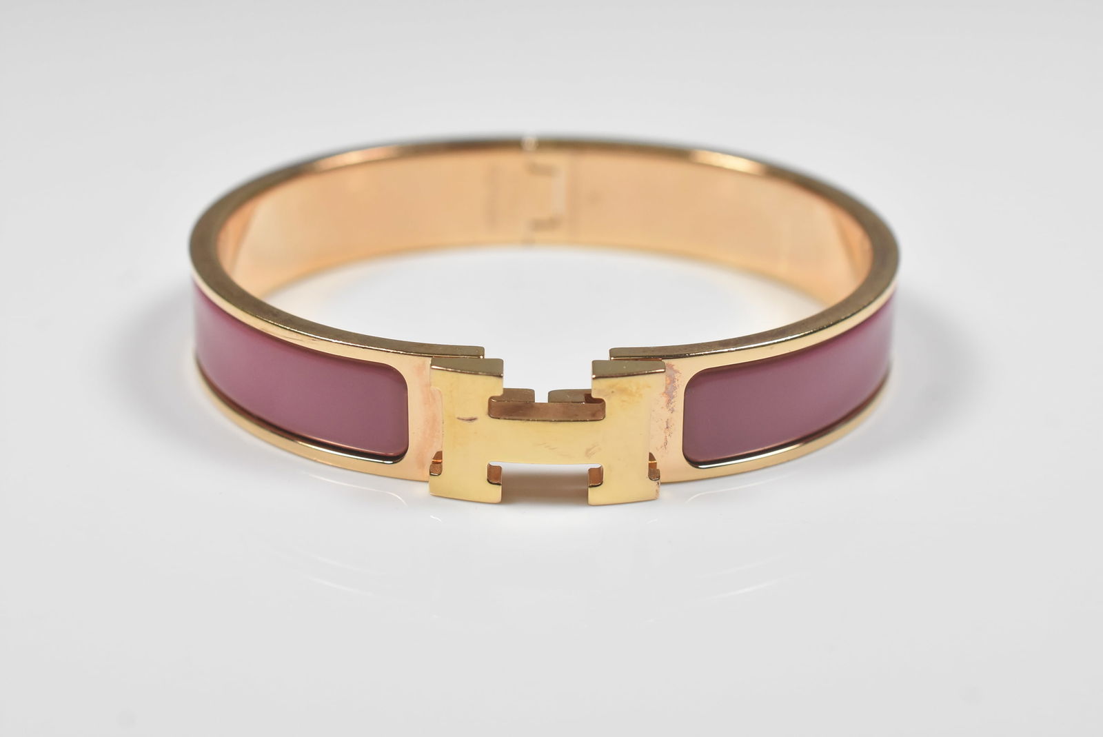 Hermes Rose Gold Tone Enamel Bangle Bracelet (1 of 3)