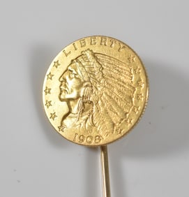 Indian Gold Piece Stick Pin