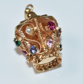 14k Yellow Gold Bird Cage Charm