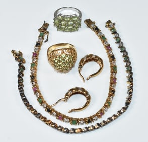 Sterling Jewelry Group with Bracelets, Rings and Earrings
