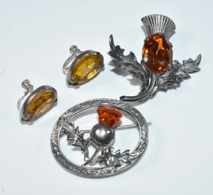 Sterling Jewelry Group with Pins and Earrings