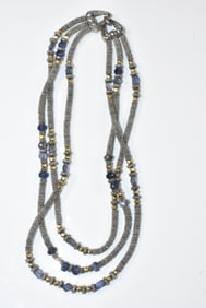 Laura Gibson Sterling Beaded Caviar Necklace