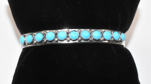 Daniel Mike Sterling and Turquoise Cuff Bracelet