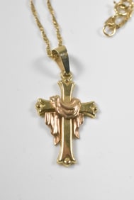 14k Yellow Gold Cross Pendant Necklace