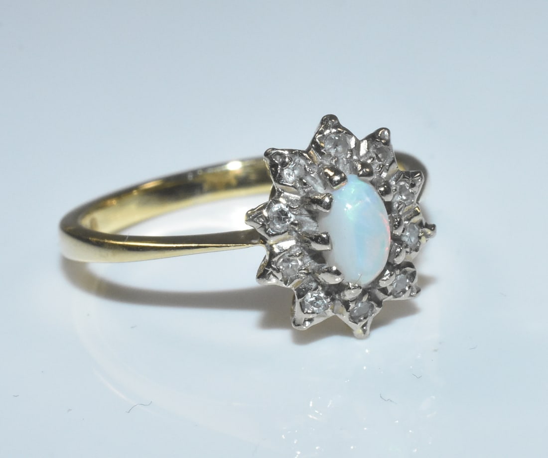 18k Yellow Gold, Opal and Diamond Ring (1 of 3)
