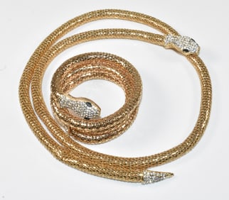 Kenneth Jay Lane Snake Bracelet and Mesh Snake Belt