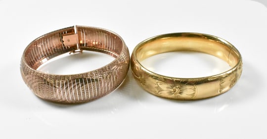 Pair of Gold Tone and Sterling Bracelets