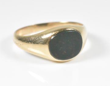 Antique 9k Yellow Gold Bloodstone Ring