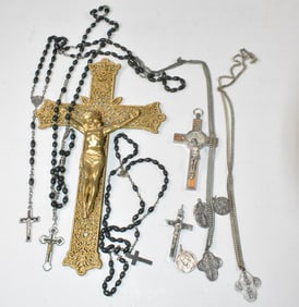 Religious Crucifix, Pendants and Rosaries Group