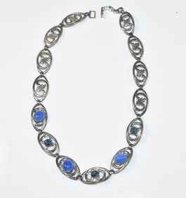 Sterling Choker Necklace with Blue Stones