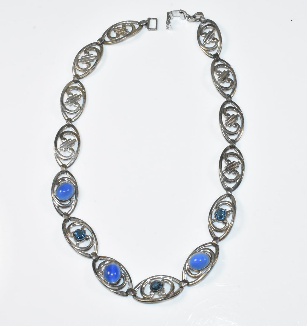 Sterling Choker Necklace with Blue Stones (1 of 3)