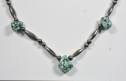 Sterling and Turquoise Nugget Necklace