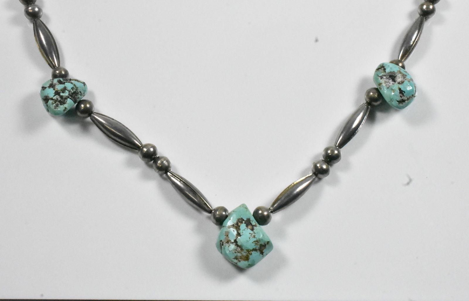 Sterling and Turquoise Nugget Necklace (1 of 4)