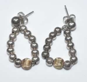 Sterling and 14k Ball Dangle Earrings